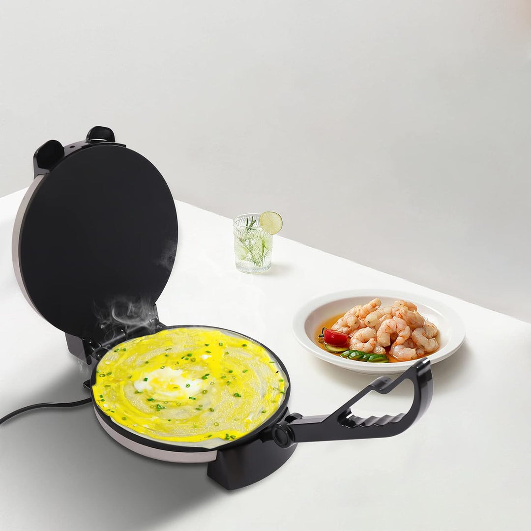 Roti Maker,1800W Elektrische Edelstahl Doppelseitige Heizung Tortilla Make,MAX Temperatur 200 °C ，An