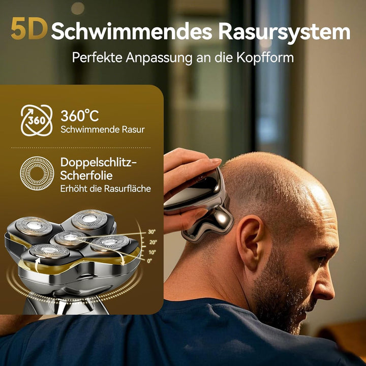 Glatzen Rasierer Herren, Kensen 5 In 1 Kopfrasierer Wasserdicht Head Shaver Men Magnetische Rasierer