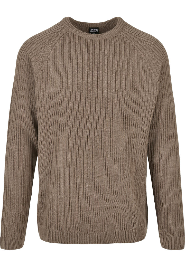 Urban Classics Herren Strickpullover mit Raglan Ärmeln, Rib-Struktur & Rundhals, nahtfreie Schultern