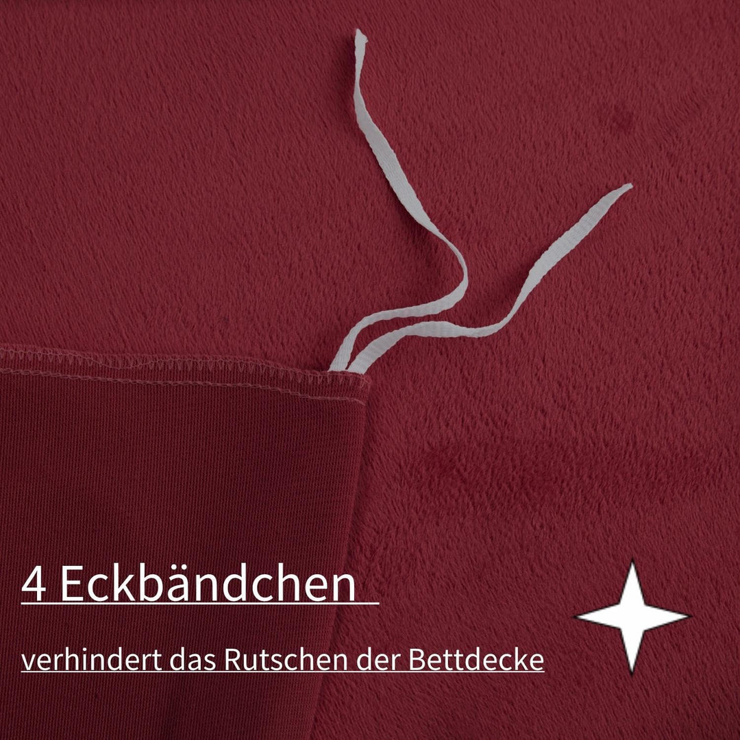 Boqingzhu Biber Bettwäsche 155×220cm Plüsch Rot Weinrot Flanell Winter Warm Kuschelig Flauschig Bett