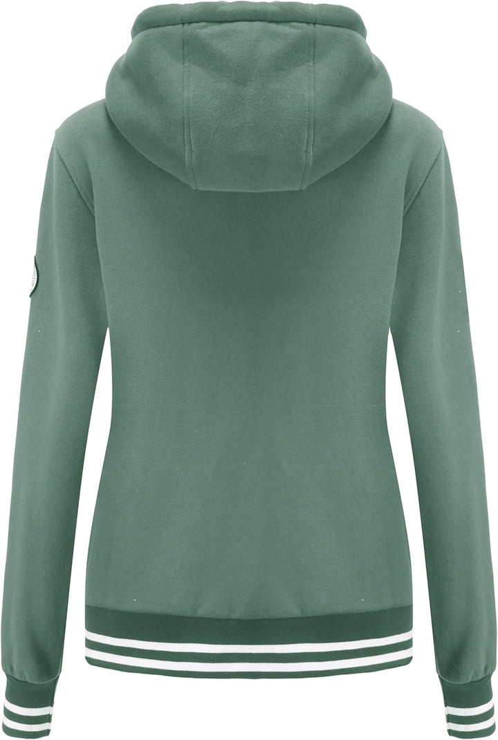 Damen Sweatjacke Kapuzenpullover Zip Hoodie Kapuzenjacke Winter Sweatshirt Jacke XL Bohnengrün, XL B