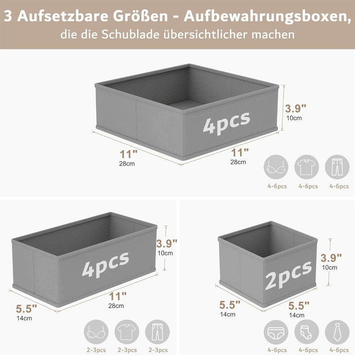 10er Set Schubladen Organizer faltbar, Unterwäsche Organizer,Ordnungssystem Kleiderschrank, Aufbewah