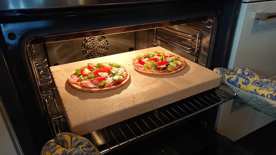 Pizzastein Brotbackstein Flammkuchenplatte aus Speicherschamotte, Für E-Herde