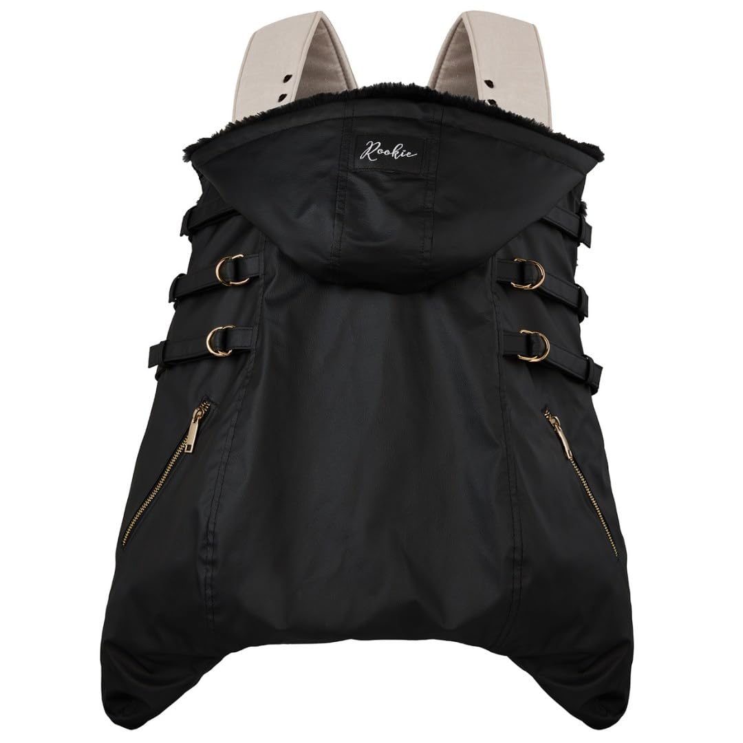 ROOKIE Babytragen Wintercover (Black) - Grösse 56-96 - Weiches Kunstfell als Innenfutter - Wind & Wa