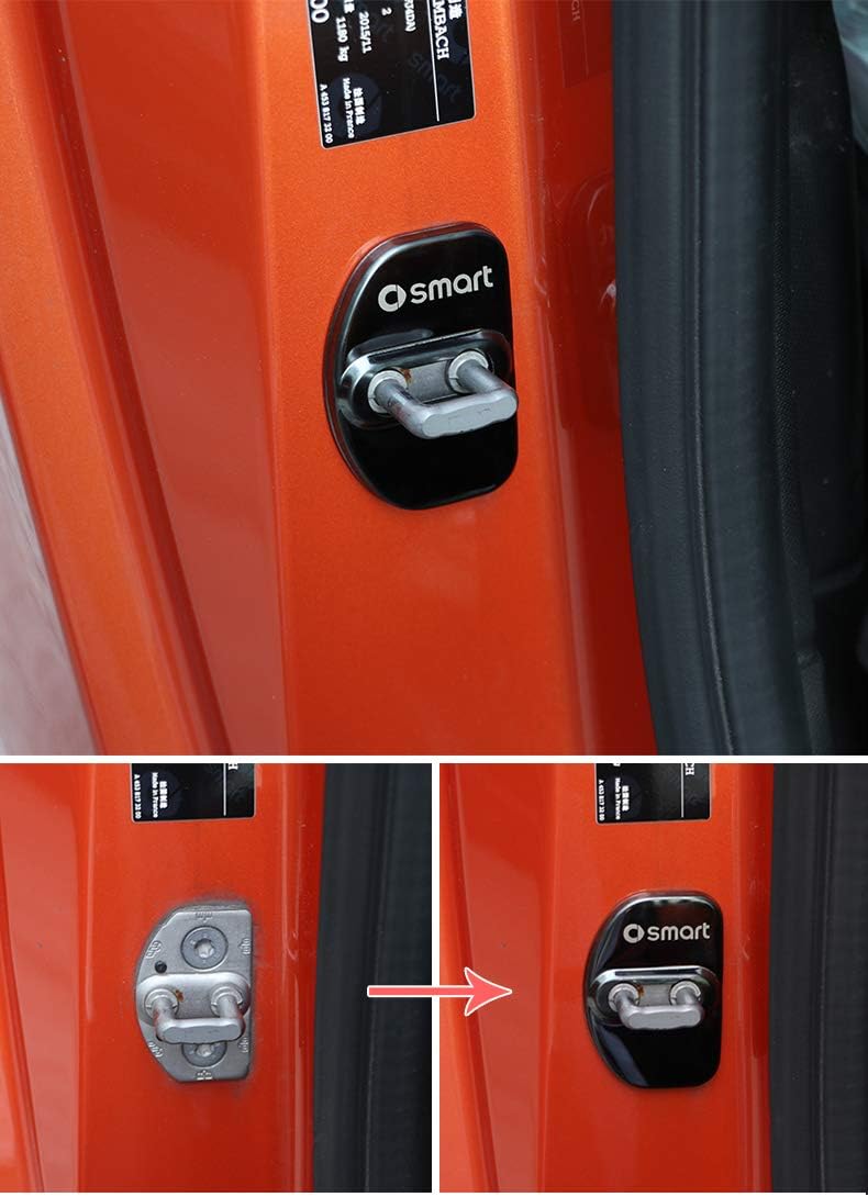 SHIFENG Edelstahl-Autotürverriegelungsabdeckung für Smart 453 Fortwo Forfour 2015–2019 Zubehör, 2er-