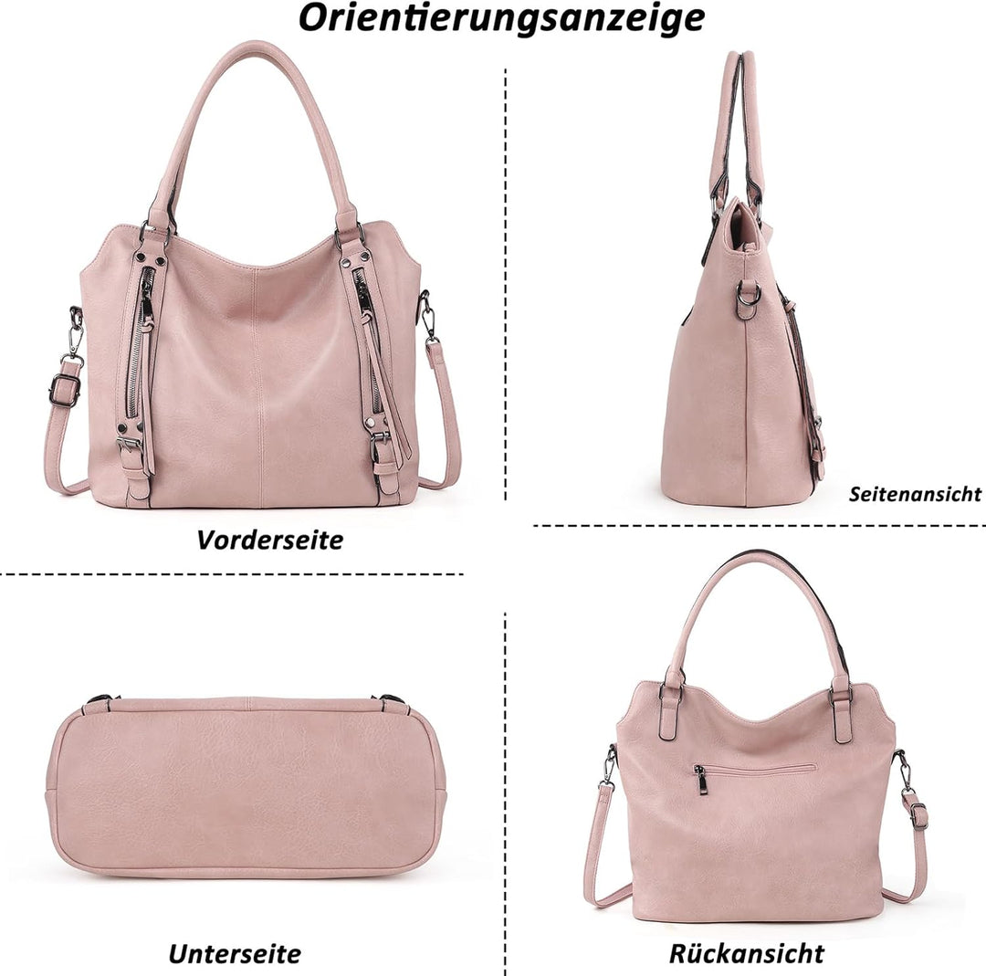 TANTOMI Handtasche Damen, Elegante Vintage Umhängetasche Gross, Weiche Schultertasche Set Damen Cros