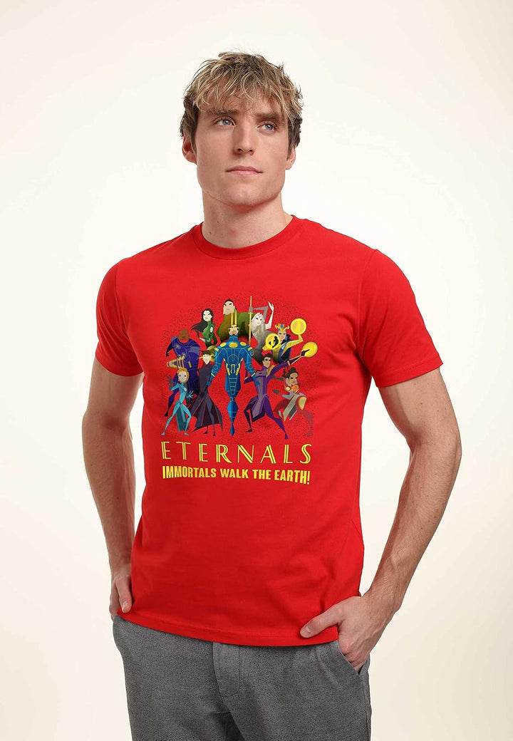 Marvel Unisex The Eternals Group Shot Organic Short Sleeve T-shirt M Rot, M Rot
