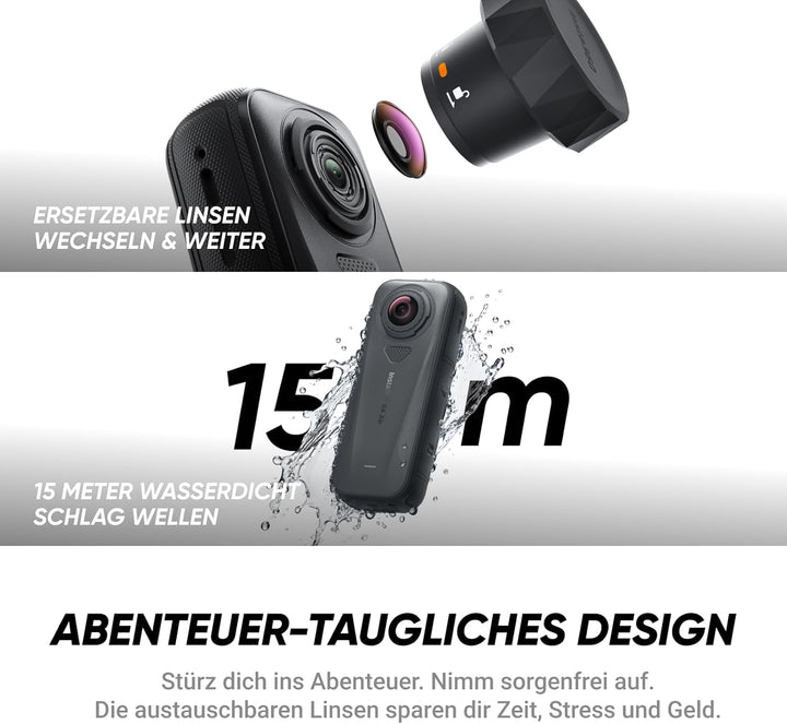 Insta360 X4 Air Starter-Bundle – 165 g leichte 8K 360°-Kamera, Unsichtbarer Selfie-Stick, Wechsel-Li