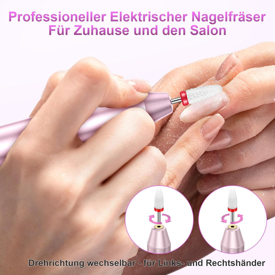 Nagelfräser Kabellose Elektrische Nagelfeile - 35000 U/Min Nagelfräser für Gelnägel, 12 IN 1 Profess