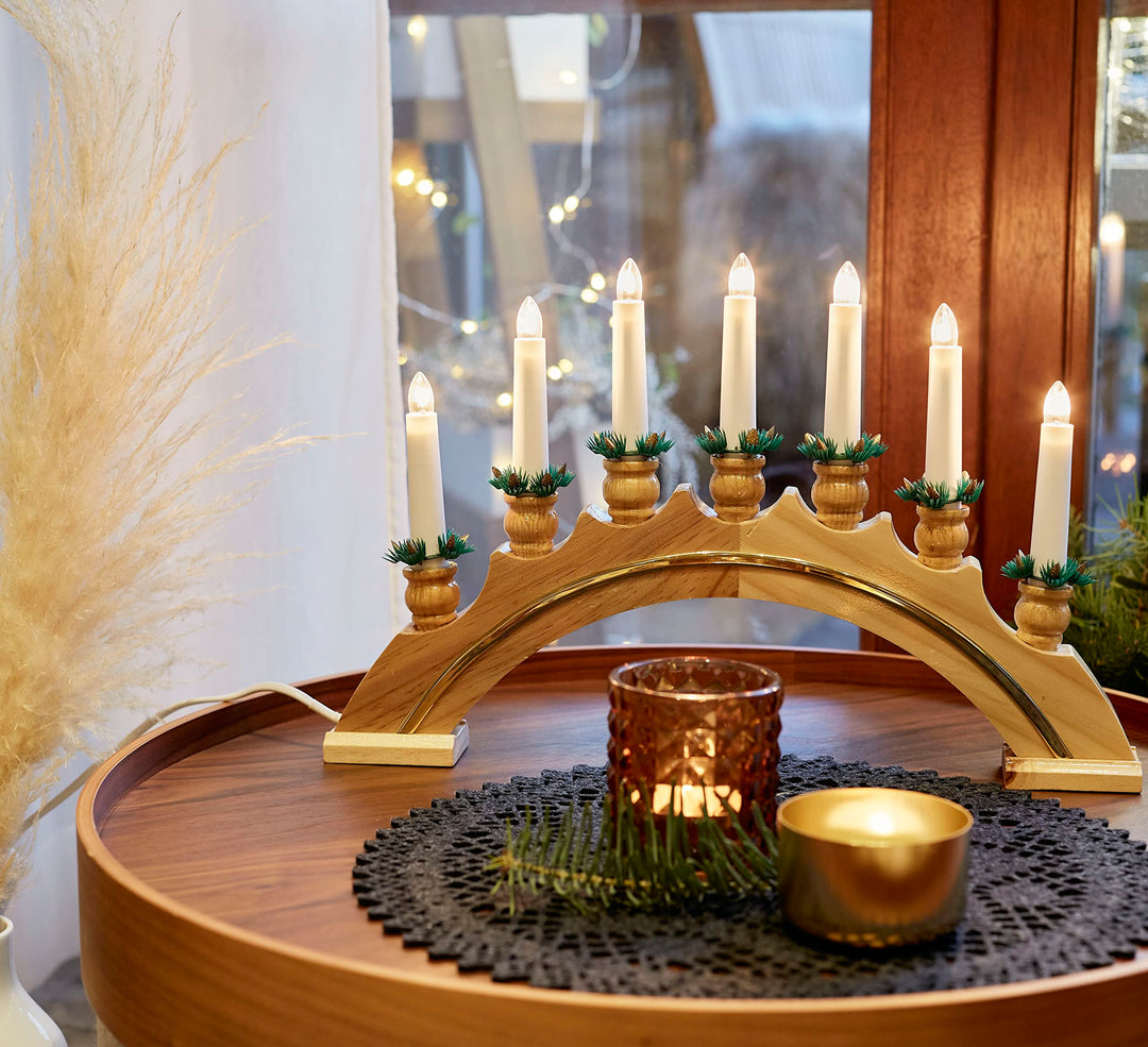 hellum Schwibbogen Weihnachten, 43x27cm, Lichterbogen Weihnachten mit Strom und Schalter, Schwibboge
