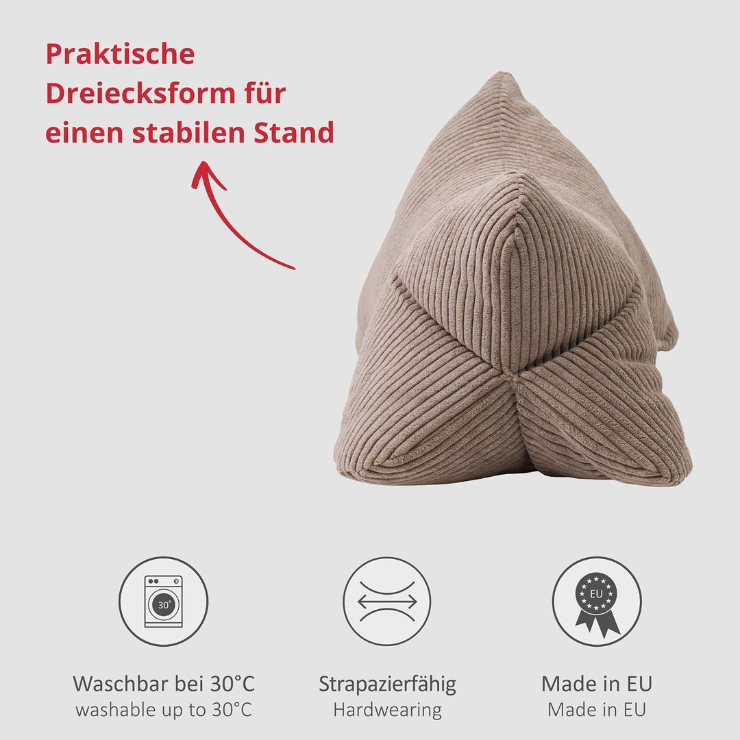 liebling Cord Lesekissen für Bett und Sofa, Bücherkissen, Lesehilfe, 40x25 cm, Leseknochen, Serie Ve