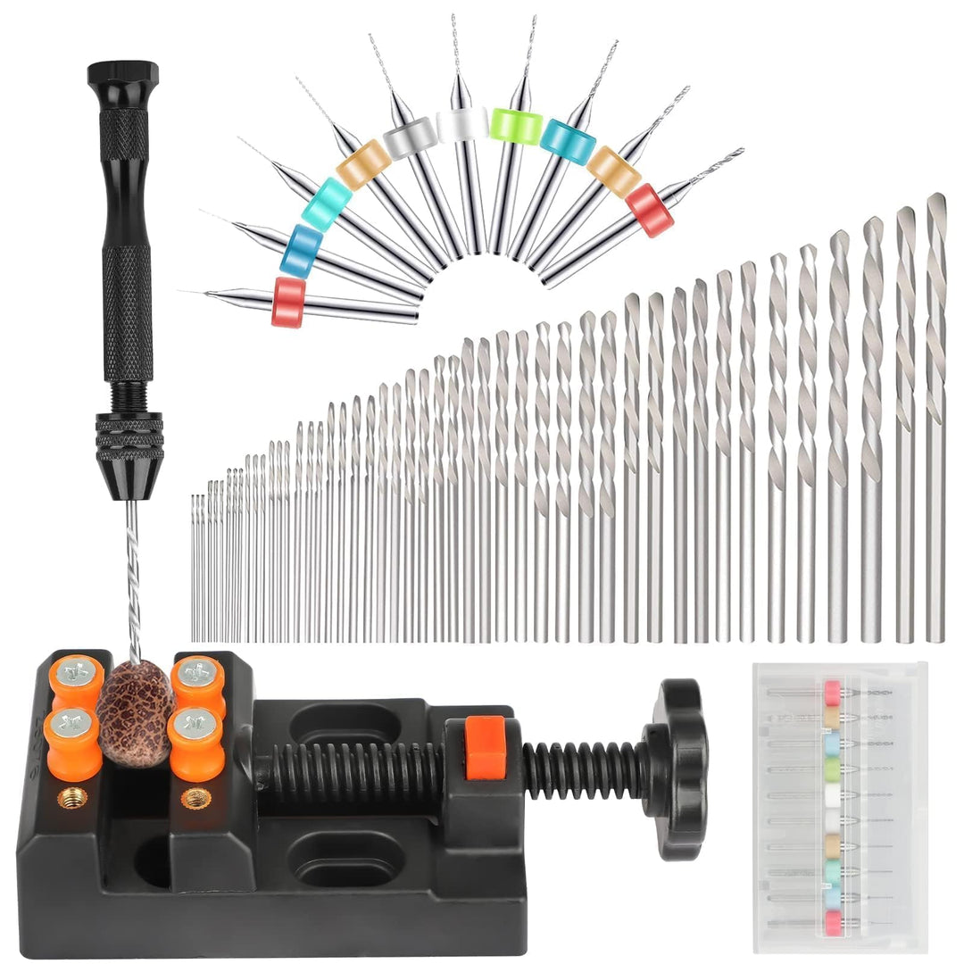60 Stück Handbohrer Set, Mini Bohrmaschine Pin Vise mit 48 Handbohr Spiralbohrer (0.5-3mm), 10 PCB B
