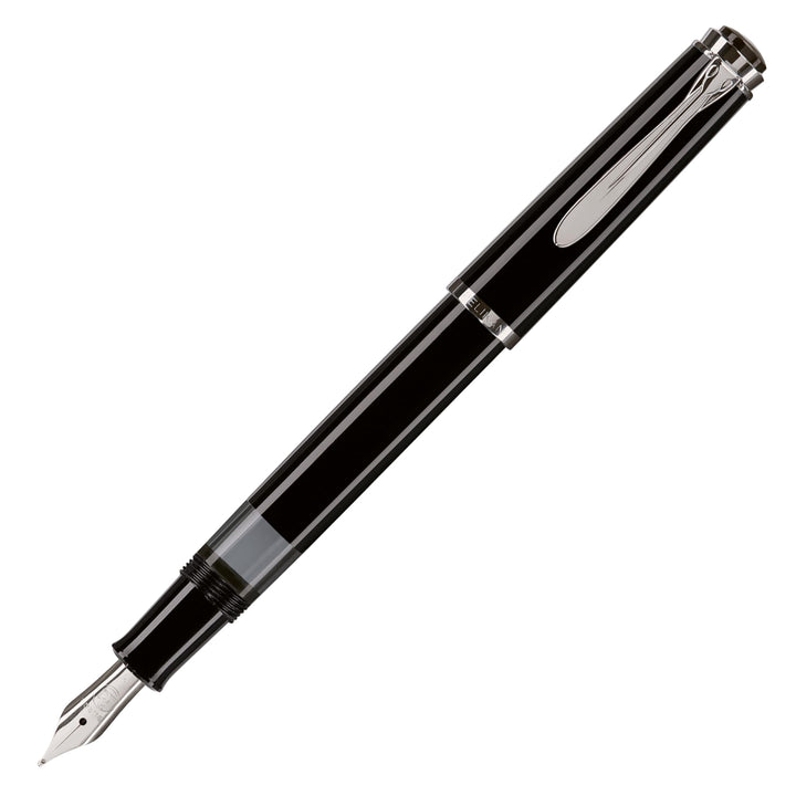 Pelikan Füllhalter Classic 205, Schwarz, Feder M (mittel), hochwertiger Kolbenfüller im Geschenk-Etu