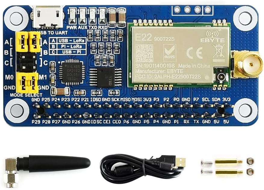 Waveshare SX1262 868M LoRa HAT, Compatible with Raspberry Pi, for Europe/Asia/Africa