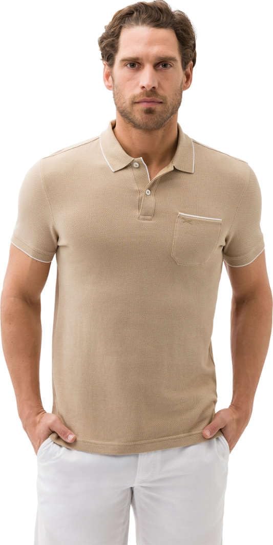 Brax Herren Style Paddy Two Tone Piqué Poloshirt in Sportiver Optik Polohemd, M Sesame