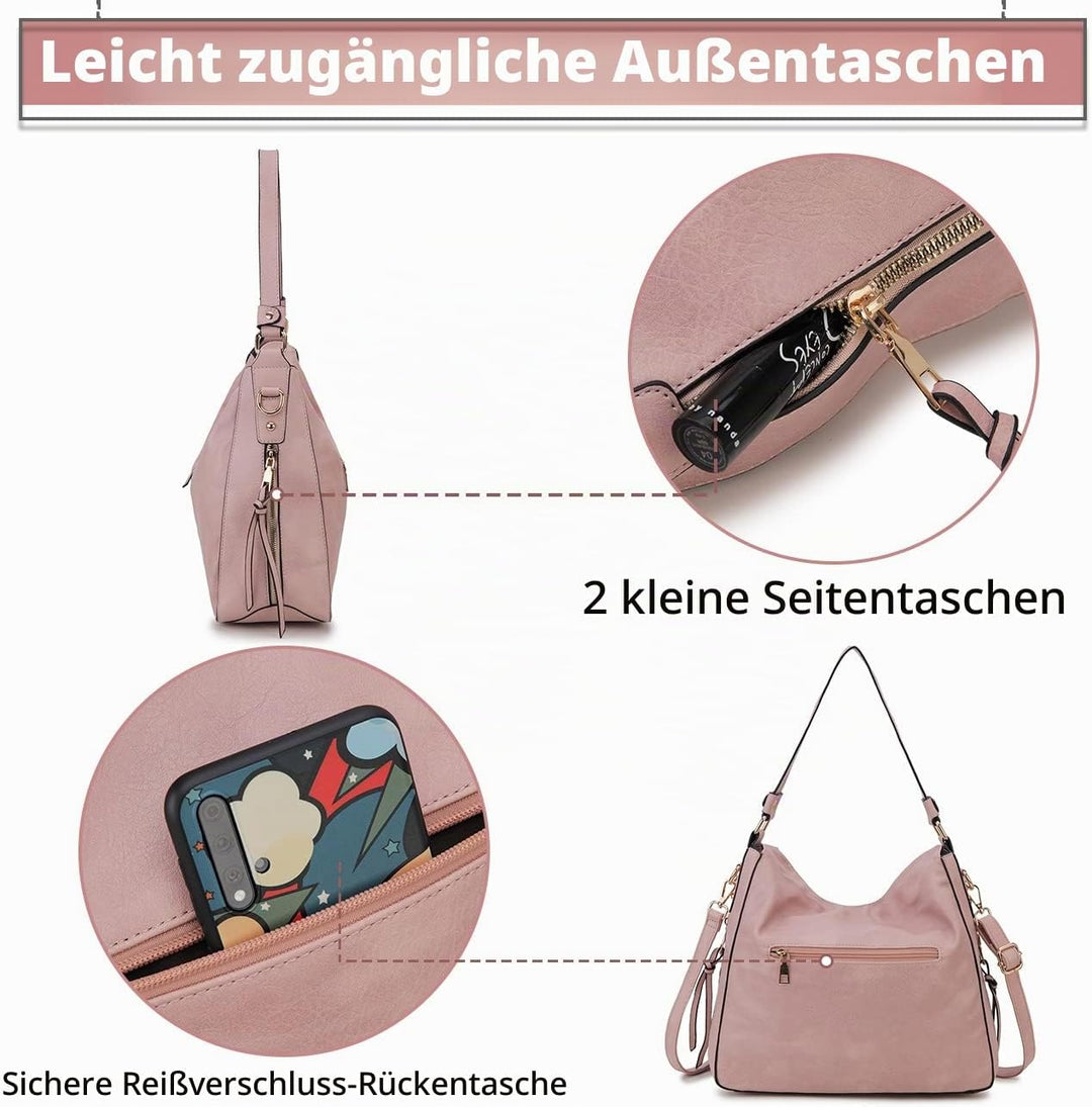 VX VONXURY Handtaschen für Frauen, Medium Vegan Leder Hobo Taschen Geldbörse für Damen Rosa, Rosa