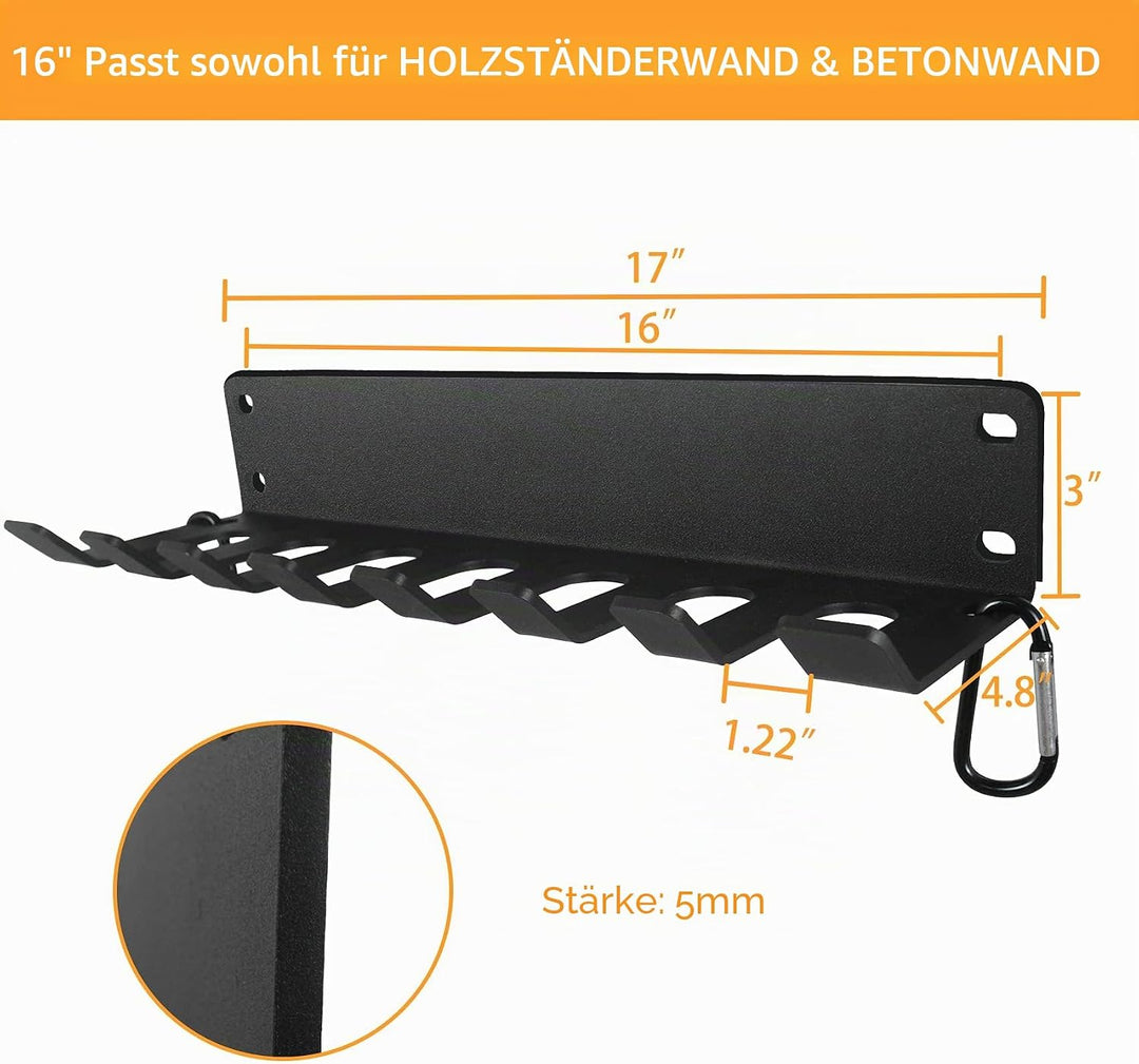 Gym Rack Organizer, Heavy Duty Langhantel-Aufbewahrung, 7 Platz Wandhalterung, Olympische Langhantel