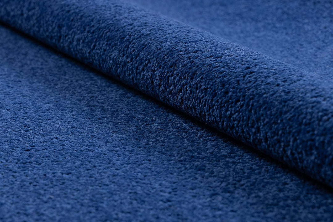 Einfarbiger Teppich Eton für Zimmer, Wohnzimmer, Schlafzimmer, Teppichboden Auslegware, dunkelblau,