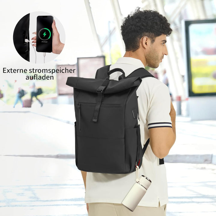 Rolltop Rucksack Damen Herren Grosser Laptop Rucksack Wasserdichter mit Computerfach 16 Zoll Rucksäc