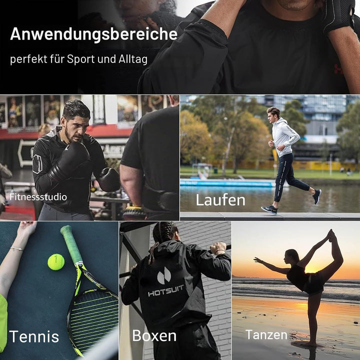 HOTSUIT Schwitzkleidung für Herren, Sauna, Trainingsanzug, Sauna, Fitnessstudio, Saunaanzug Schwarz-