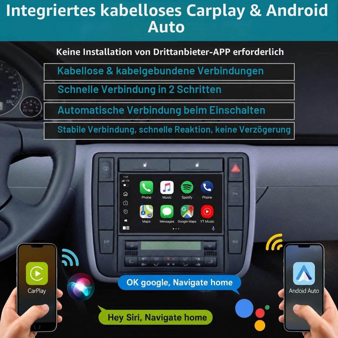 Auto-Radio für VW Golf 4/Polo Bora MK3 MK4/Passat MK5 | Linux-System,Hohe Leistung, VW Radio mit Wir