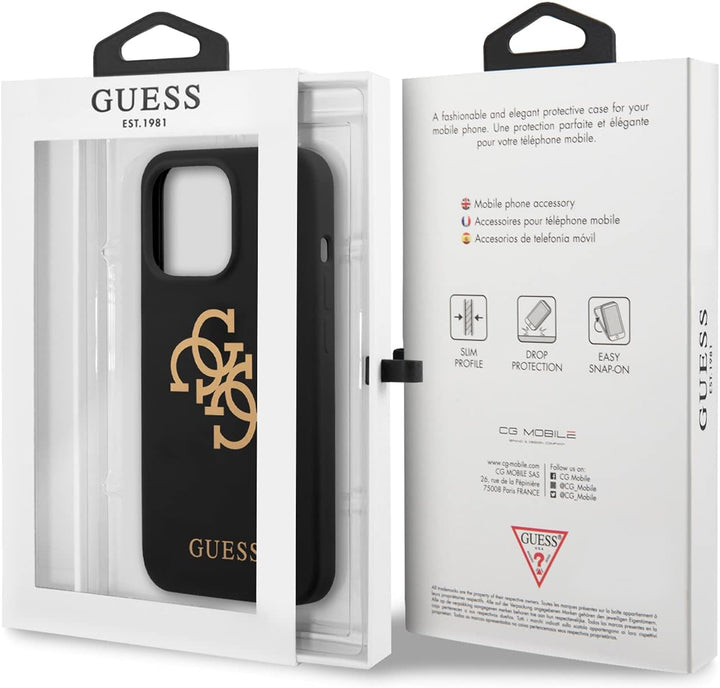Guess GUHCP13XLS4GGBK Hülle für iPhone 13 Pro Max 6,7" schwarz Silicone 4G Logo, Rot
