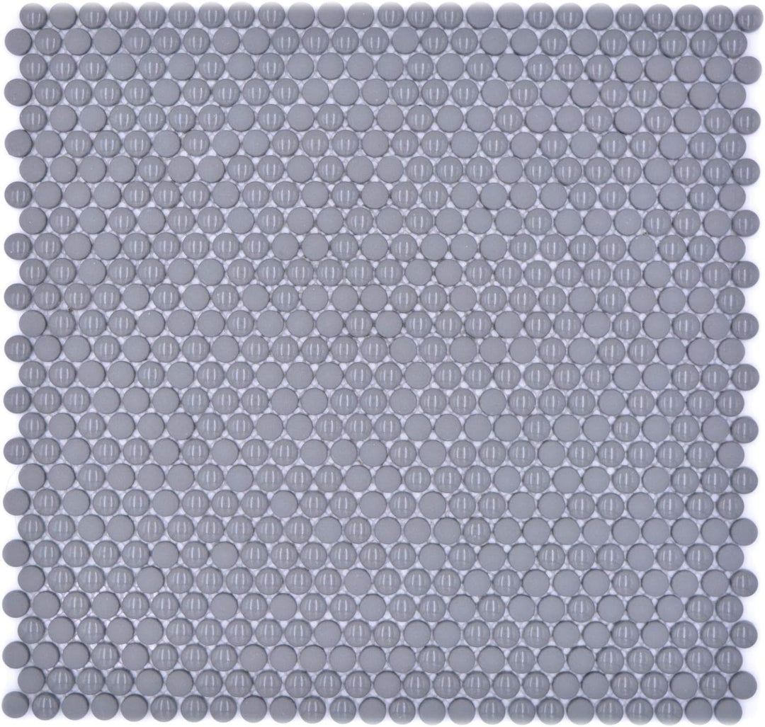 Glasmosaik Fliese Knopf Enamel mix grau glänzend/matt für WAND BAD WC KÜCHE FLIESENSPIEGEL THEKENVER