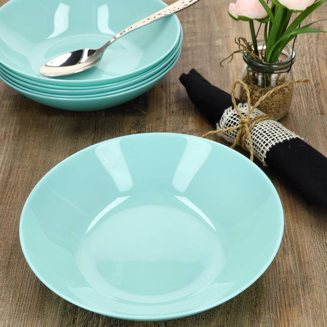 MamboCat 6er Set Mint Suppenteller aus Glas I 420ml, Ø 20,3 cm I Moderne Tiefe Teller für Müsli, Sup