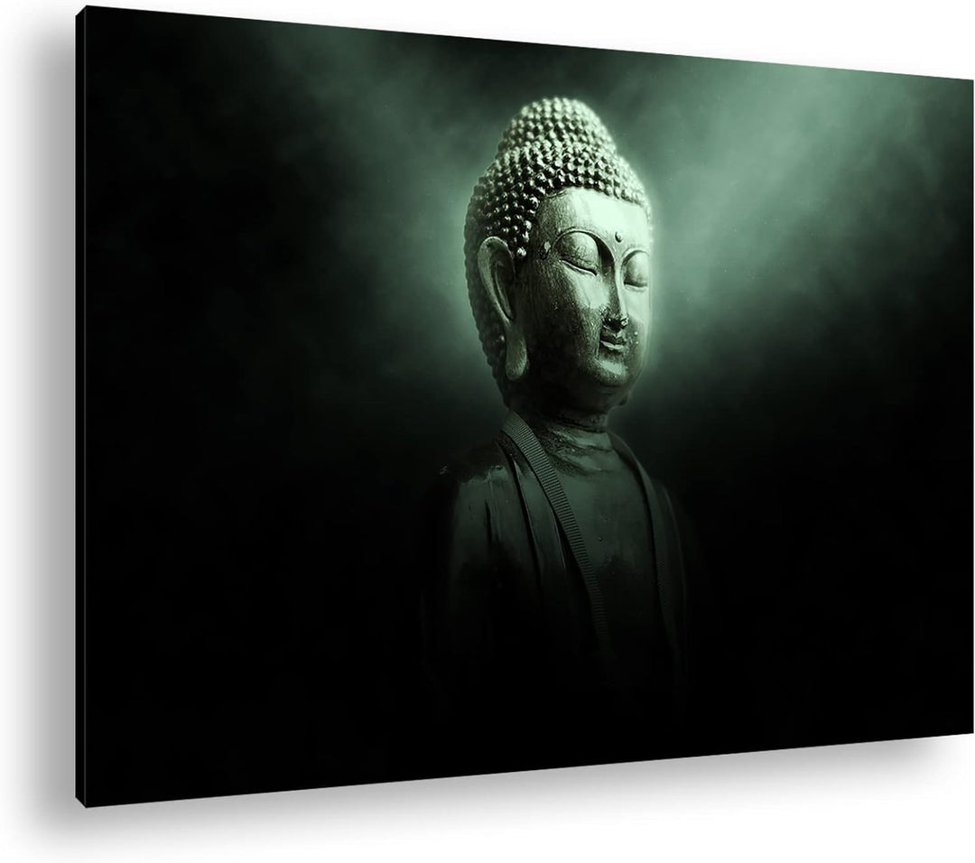 deyoli Dark Buddha Statur Format: 100x70 als Leinwand, Motiv fertig gerahmt auf Echtholzrahmen, Hoch