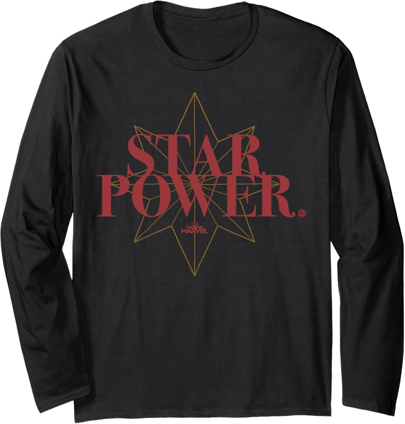 Captain Marvel Star Power Text Langarmshirt