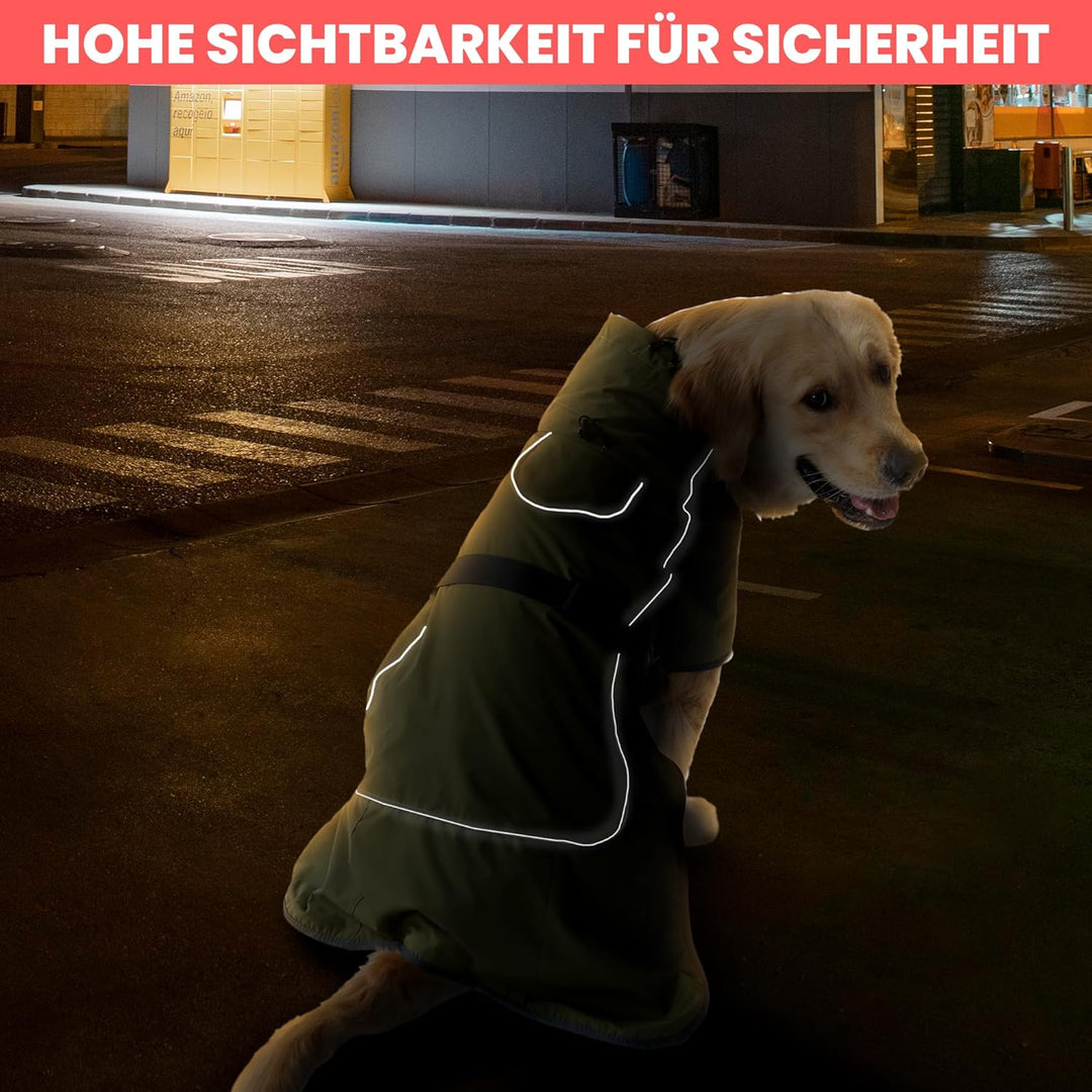 DOGOPAL Hundemantel Wasserdicht | Wintermantel &amp; Hunderegenmantel mit Fleecefutter, Reflektierend un