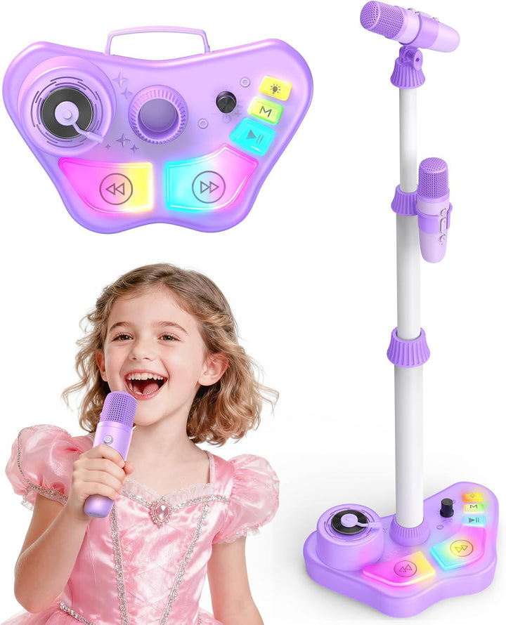 Karaoke Maschine Kinder mit 2 Bluetooth Mikrofon, Weihnachten Geschenk Spielzeug Mädchen 3-12 Jahre