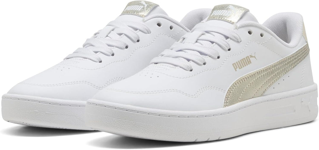 PUMA Damen Court Lally Metallic Whisper Sneakers 41 EU White Gold, 41 EU White Gold