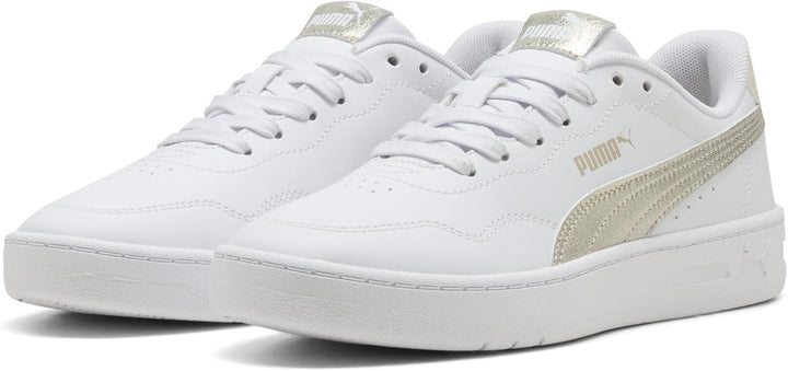 PUMA Damen Court Lally Metallic Whisper Sneakers 41 EU White Gold, 41 EU White Gold