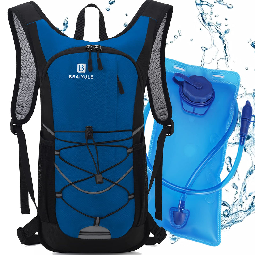 BBAIYULE® Trinkrucksack mit Trinkblase 2L, BPA-Frei | Trinkrucksack 2l mit Reflektoren | Rucksack mi