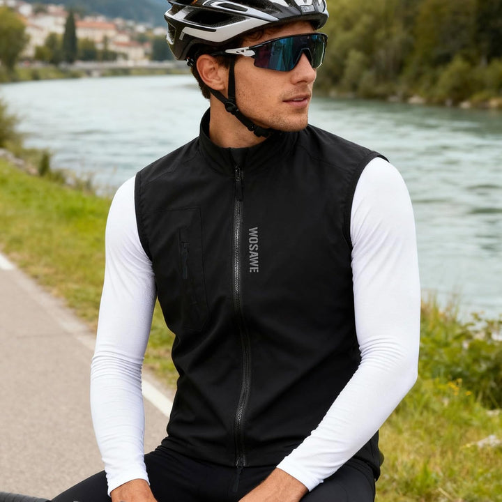 WOSAWE Herren Fahrradweste Leicht Atmungsaktiv ärmellos Laufjacke Winddicht Radweste mit YKK-Reissve