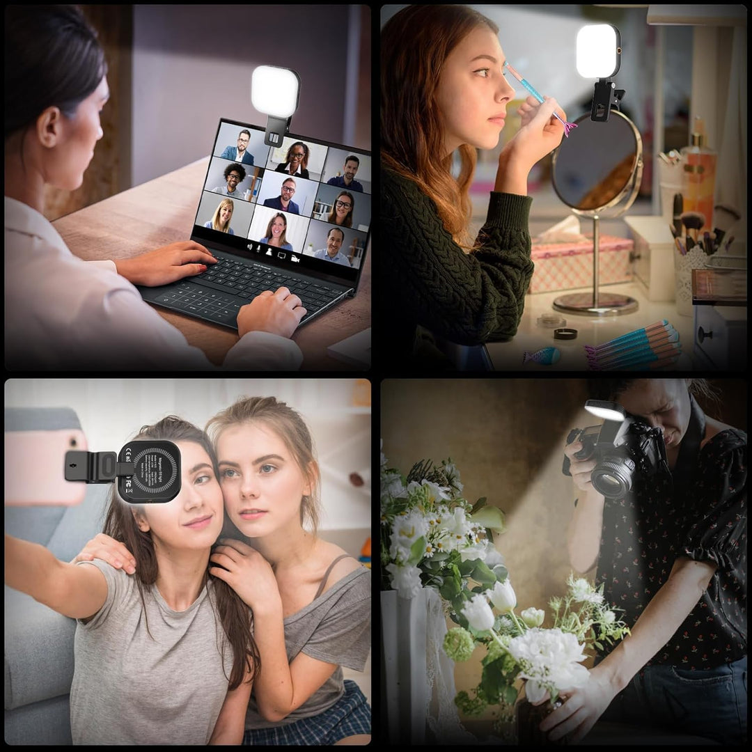 LUXSURE Handy Licht für iPhone, Klein Ringlicht mit Akku, Mini Ringlicht Handy, Tragbares Handylicht