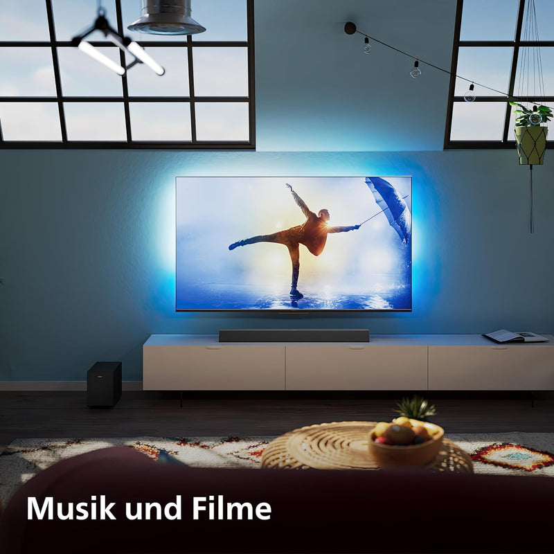 Philips TAB5308/10 Soundbar 2.1 mit kabellosem Subwoofer | 140 W | 4,5" Woofer | 4 EQ-Modi | HDMI AR