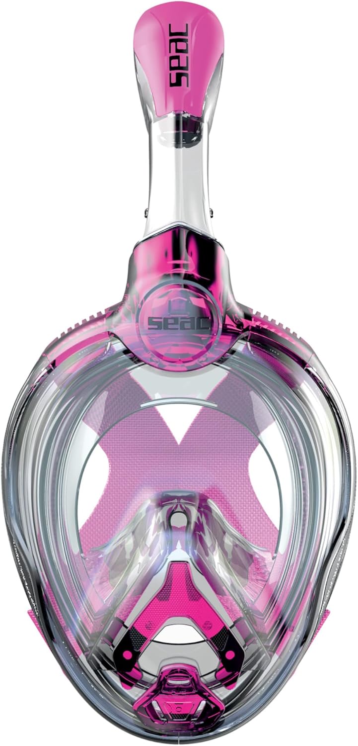 Seac Magica, Maschera Snorkeling Full Face Integrale Anti Appannamento Con Morbido Facciale rosa Jun
