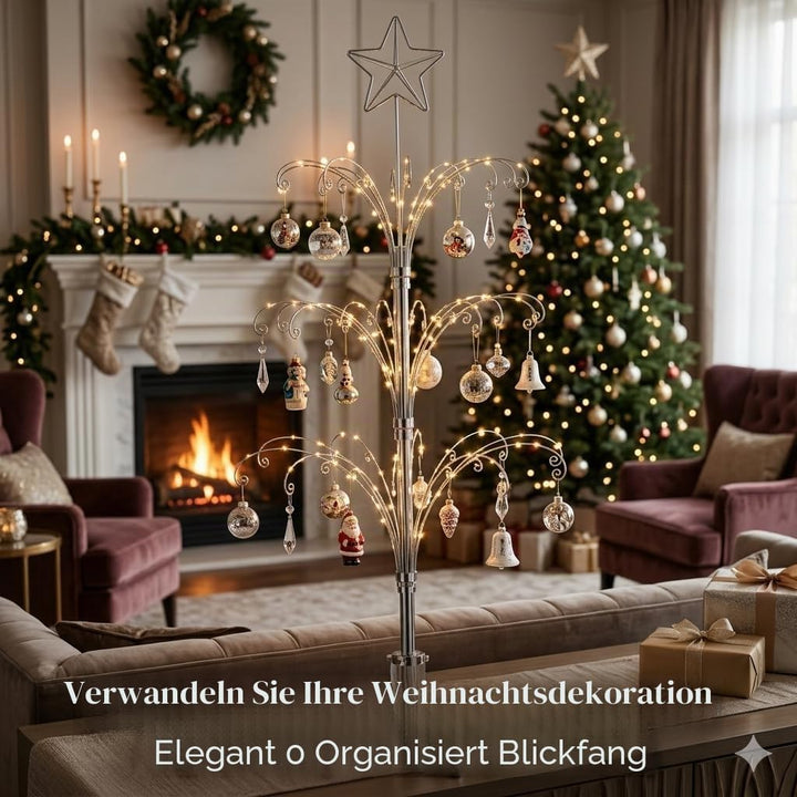 HOHIYA Metall Weihnachten Ornament Display Baum drehbarer Ständer 119,4 cm (Silber) 47"H Rotating St