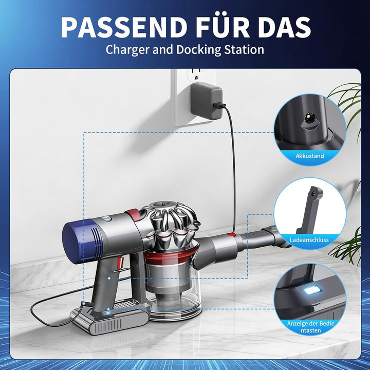 V8 Ersatzakku für Dyson 8000 mAh 21,6 V Akku für Dyson SV10 mit LCD-Display, kompatibel mit den Mode