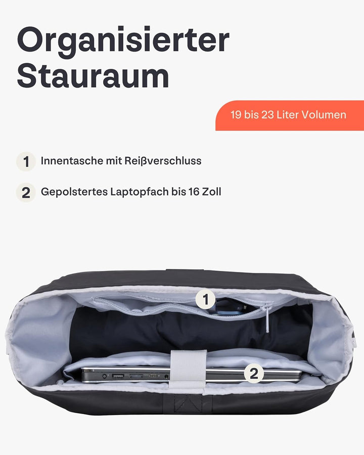 Johnny Urban Rolltop Rucksack Damen & Herren Gross Schwarz - Allen Large - Laptop Backpack für Uni,