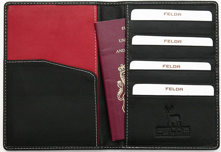 Felda - Reisebrieftasche aus Leder - Reisepasshalter & Kartenfächer - RFID-Blocker - Lieferung in Ge