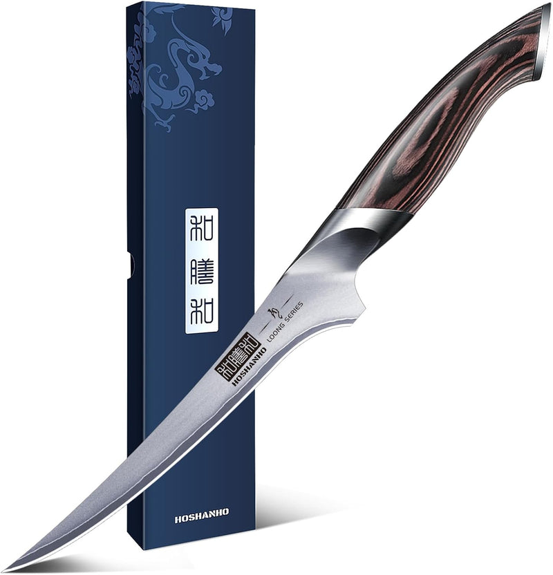 HOSHANHO Filetiermesser 18cm Küchenmesser, Profi Fischmesser und Ausbeinmesser, Fischfiletmesser Ult
