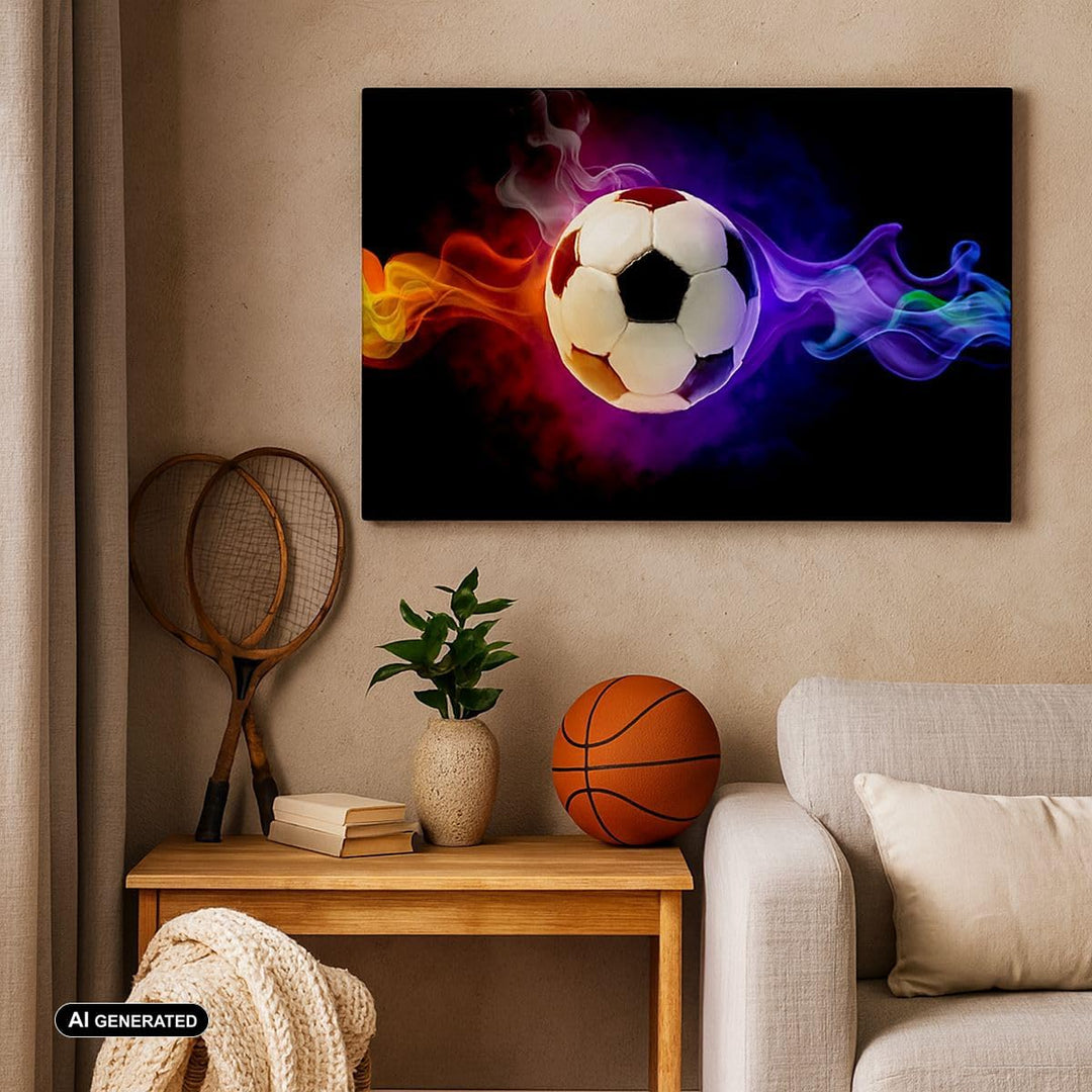 Bilder auf Leinwand Abstrakt ball flamme fussball Leinwandbild 70x50cm Wandbilder Dekoration Wohnzim
