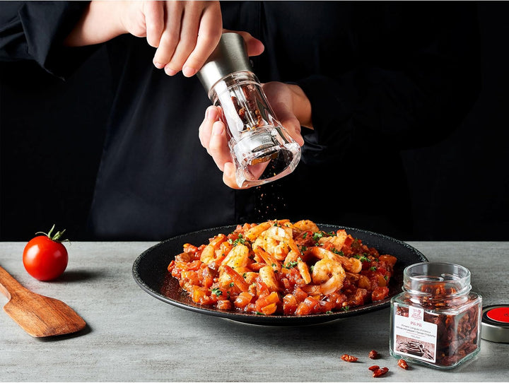 Peugeot P29050 Ouessant Manuelle Chilimühle, Höhe: 14 cm, Edelstahl/Acryl, Transparent, 29050, Chili