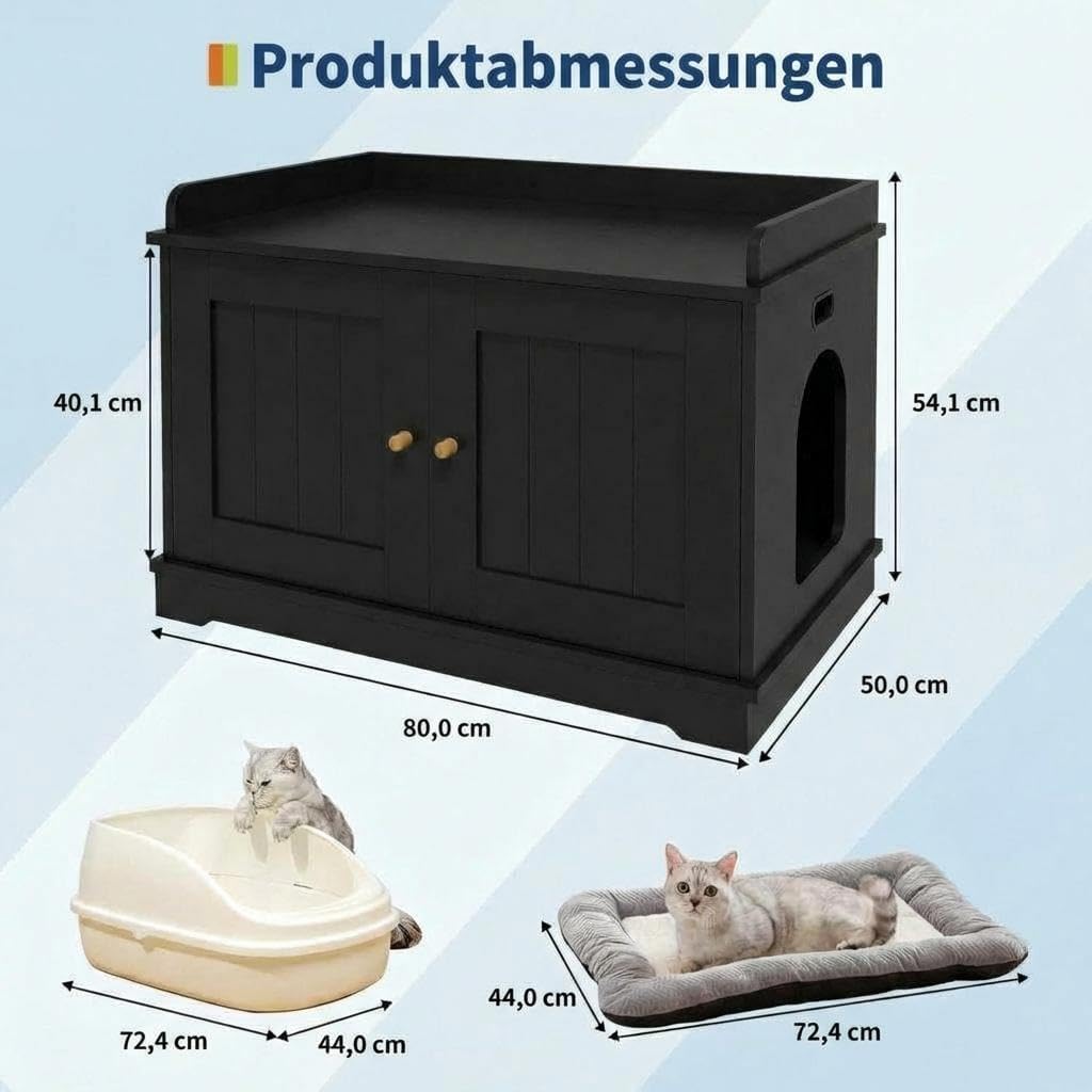 Garvee Hundesicheres Katzenklo Schrank mit Scheunentor – Modernes Katzenhaus &amp; Endtisch – Grosse Inn