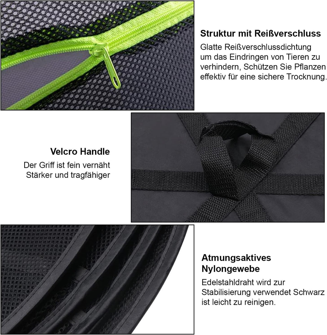 Coopache Trockennetz Kräuter Schwarz, 4-lagiges Kräutertrockner Hängend mit S-förmige Haken, Zipper