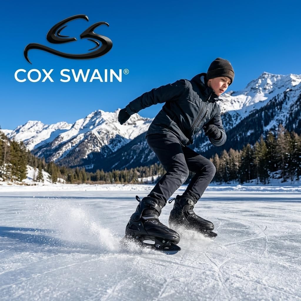 Cox Swain Black Ice 2in1 Inliner &amp; Schlittschuhe - Grössenverstellbare Kombi Skates &amp; Eislaufschuhe