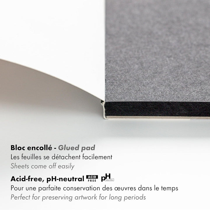 Clairefontaine 975169C - Packung mit 4 Blöcken Paint´ON Noir, DIN A4, kopfseitig geleimt, 20 Blatt,